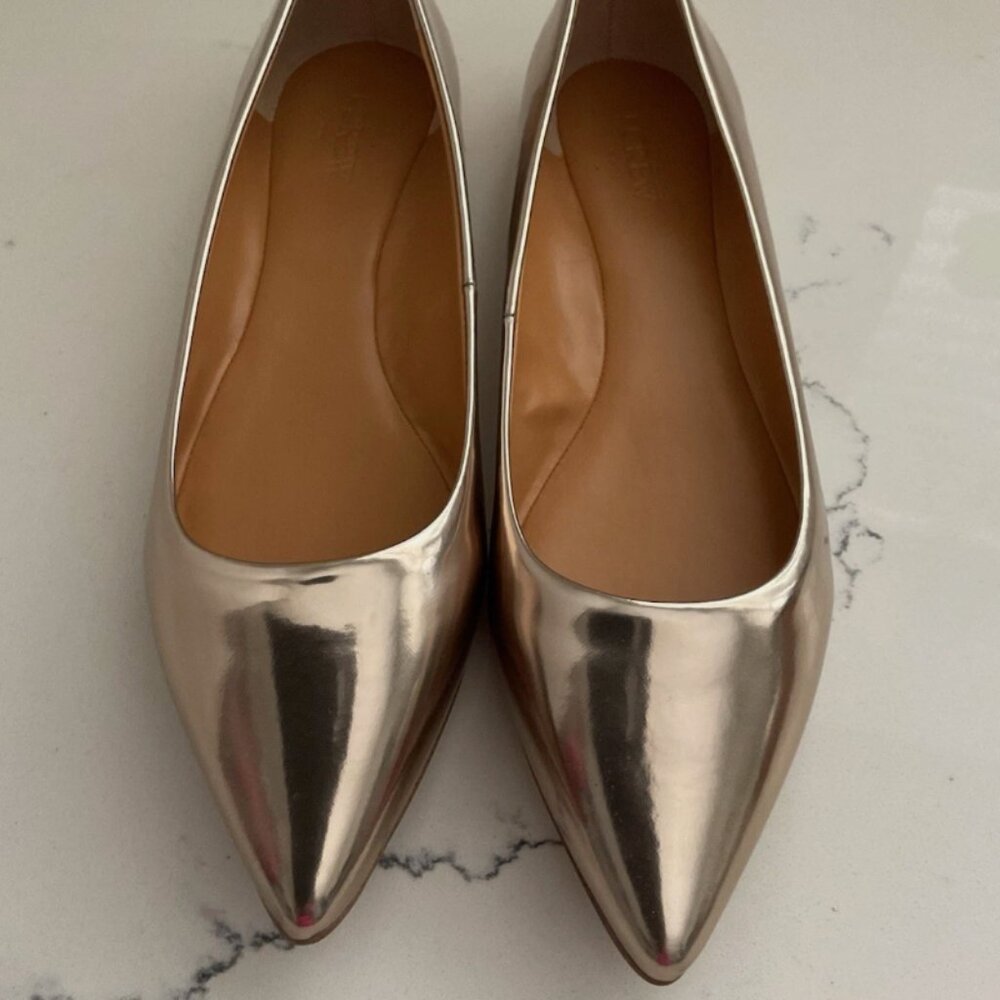 J.Crew Emery Pale Gold Pointy Toe Flats NEW Size 10